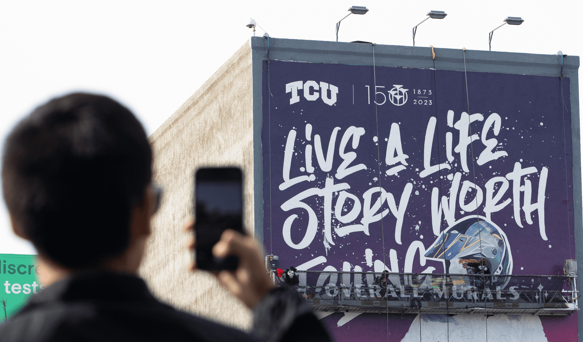 photo of TCU 150th anniversary mural 