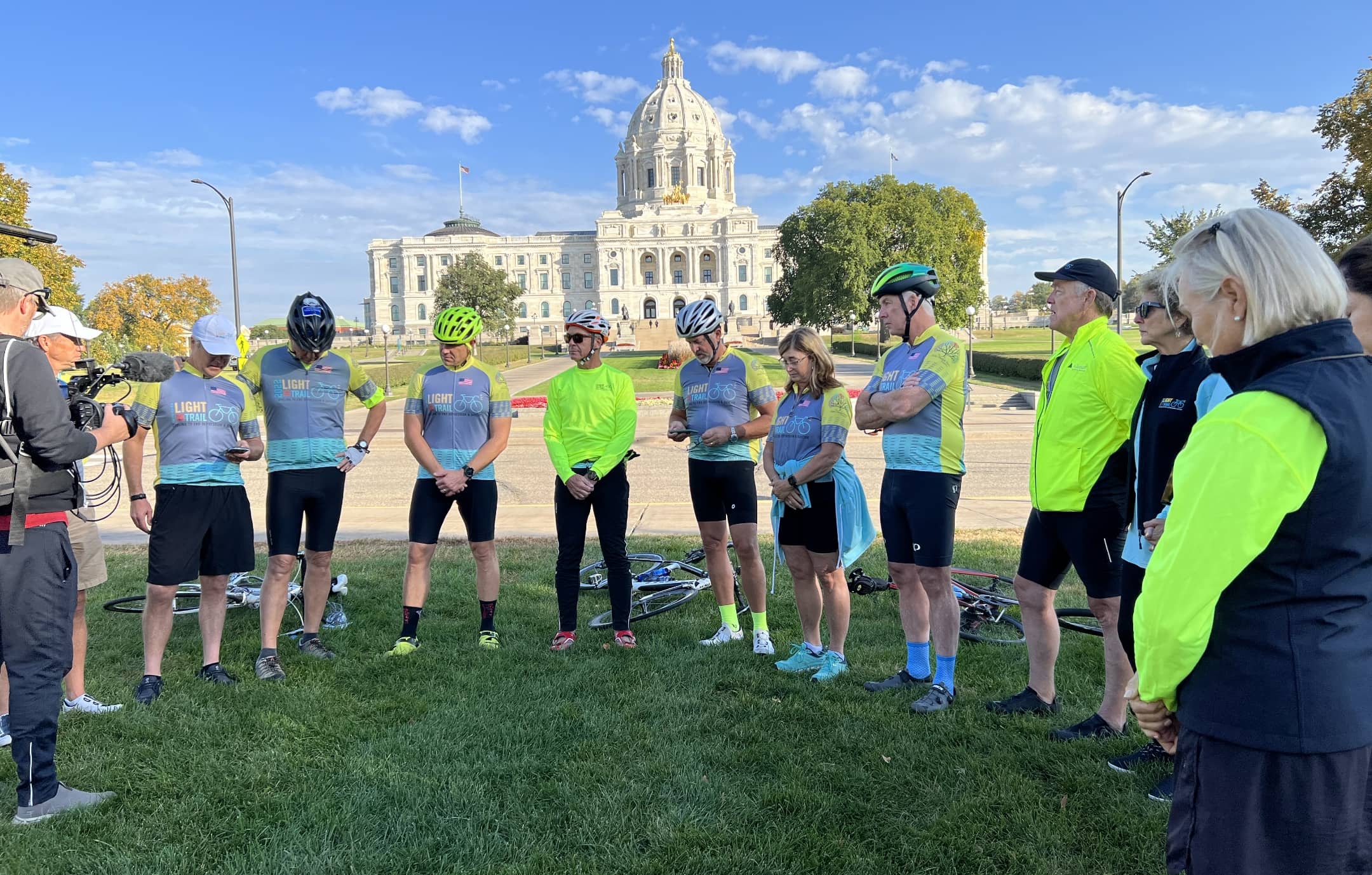 Cycling Group light the trail