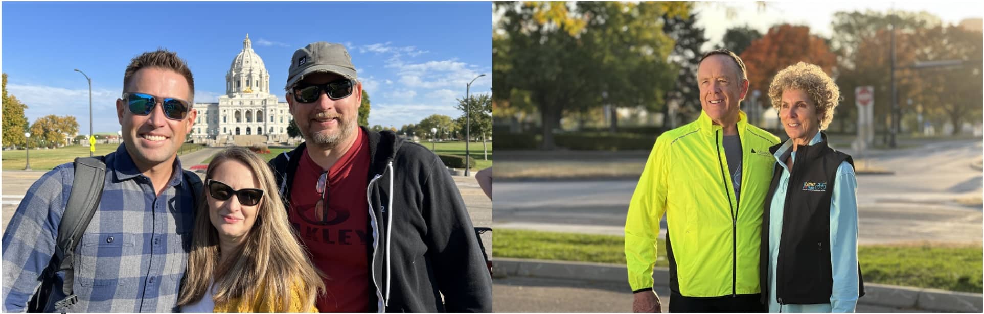 Couple of cyclists for light the trail